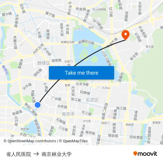 省人民医院 to 南京林业大学 map