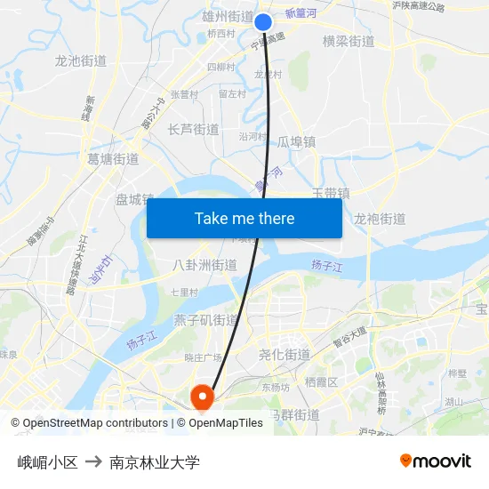 峨嵋小区 to 南京林业大学 map