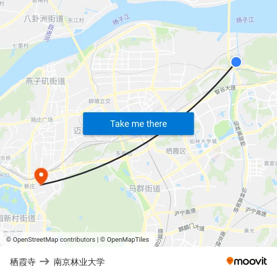 栖霞寺 to 南京林业大学 map