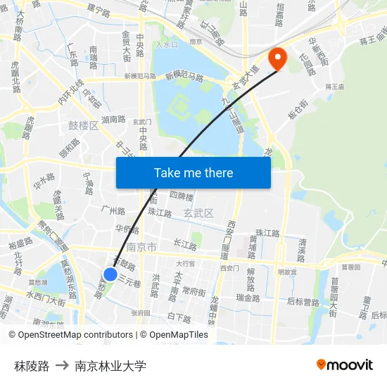 秣陵路 to 南京林业大学 map