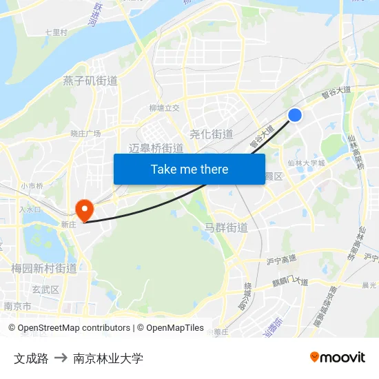 文成路 to 南京林业大学 map