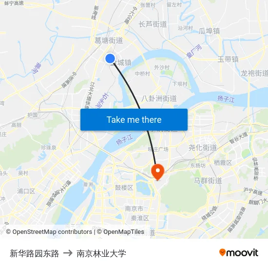 新华路园东路 to 南京林业大学 map