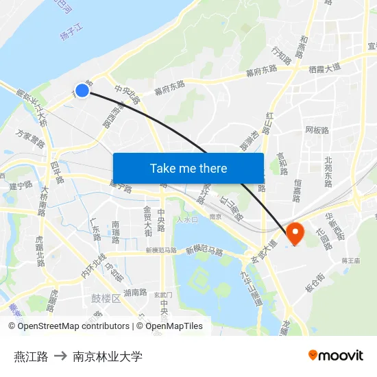 燕江路 to 南京林业大学 map