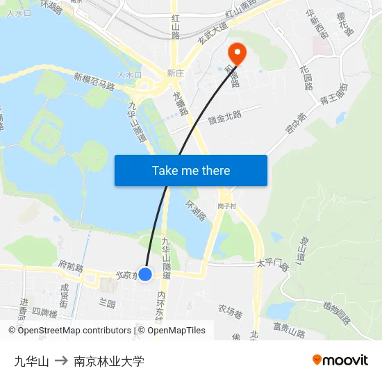 九华山 to 南京林业大学 map