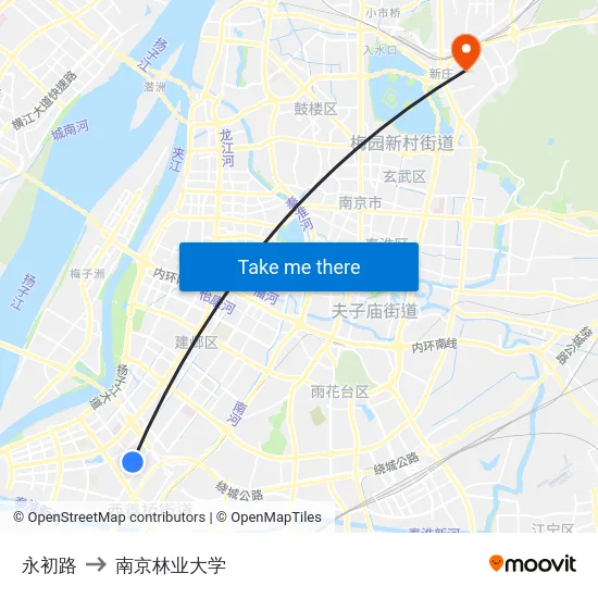 永初路 to 南京林业大学 map