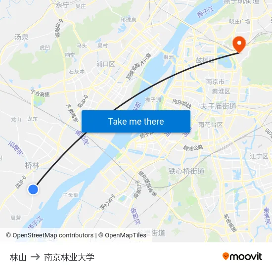 林山 to 南京林业大学 map