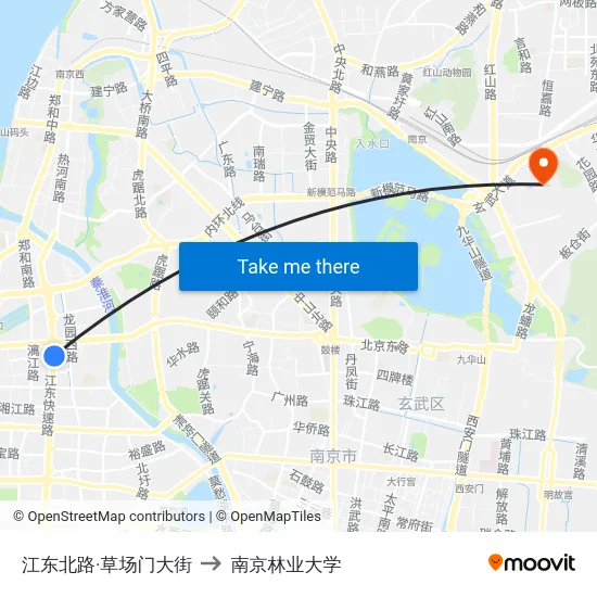 江东北路·草场门大街 to 南京林业大学 map