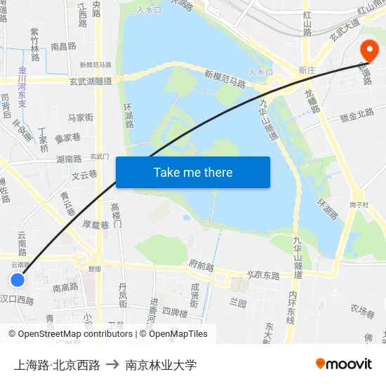 上海路·北京西路 to 南京林业大学 map