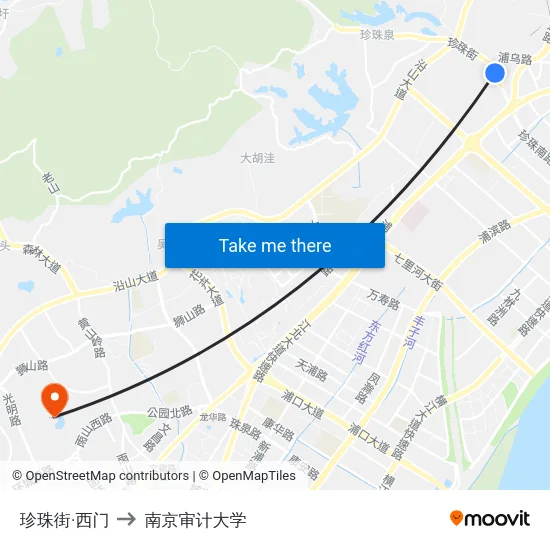 珍珠街·西门 to 南京审计大学 map