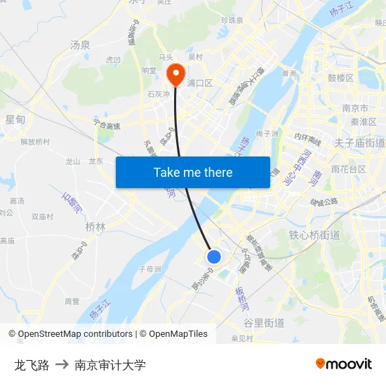 龙飞路 to 南京审计大学 map