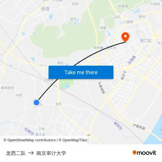 龙西二队 to 南京审计大学 map