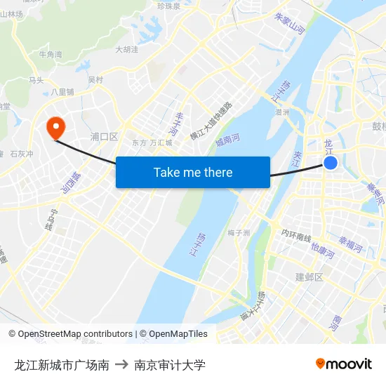 龙江新城市广场南 to 南京审计大学 map