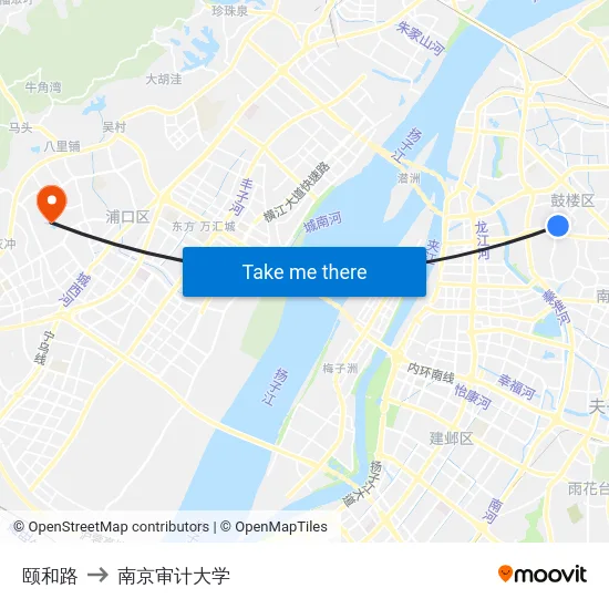 颐和路 to 南京审计大学 map
