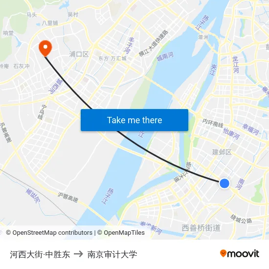 河西大街·中胜东 to 南京审计大学 map