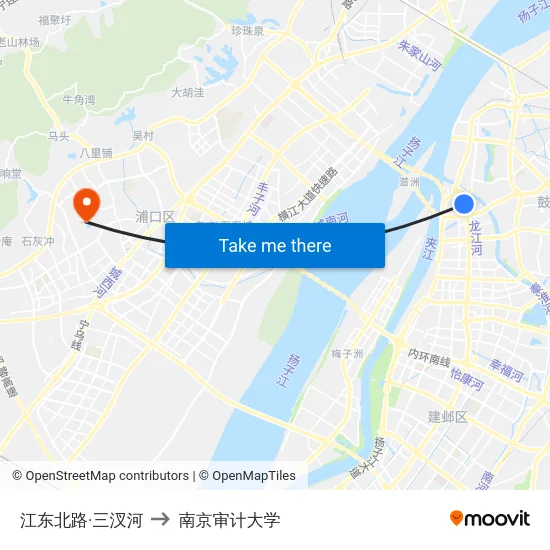 江东北路·三汊河 to 南京审计大学 map