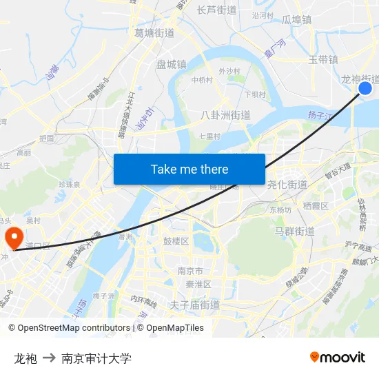 龙袍 to 南京审计大学 map