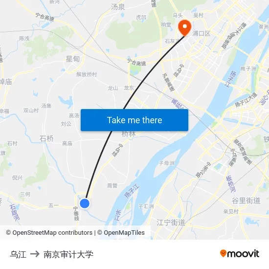乌江 to 南京审计大学 map