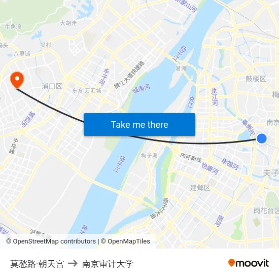 莫愁路·朝天宫 to 南京审计大学 map