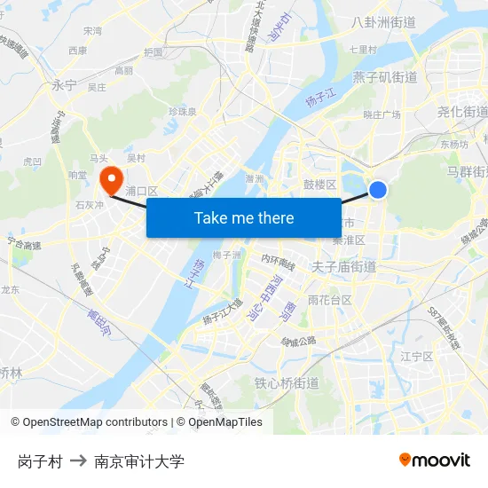 岗子村 to 南京审计大学 map