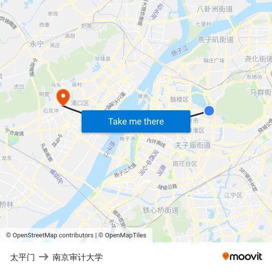 太平门 to 南京审计大学 map