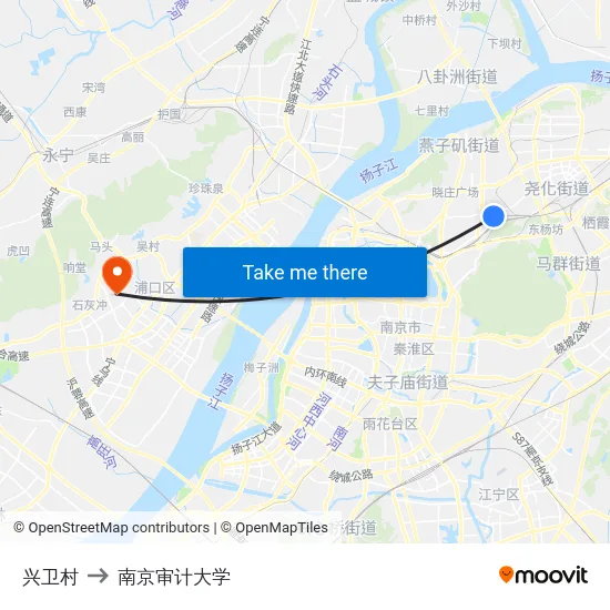 兴卫村 to 南京审计大学 map