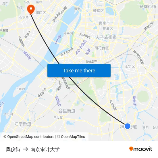 凤仪街 to 南京审计大学 map
