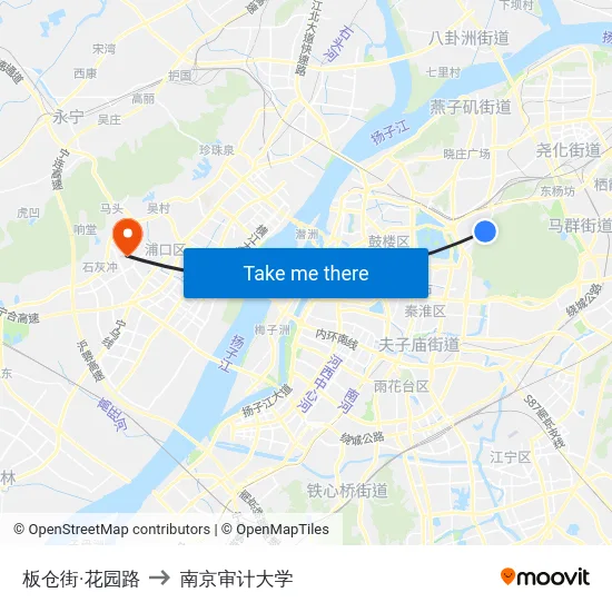 板仓街·花园路 to 南京审计大学 map