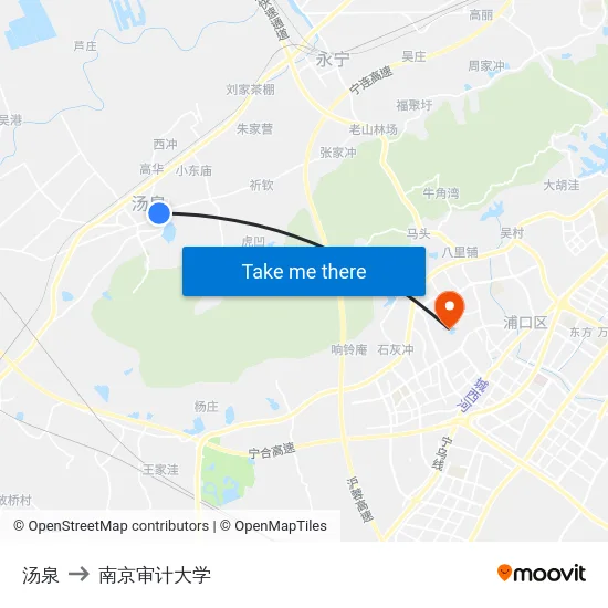 汤泉 to 南京审计大学 map