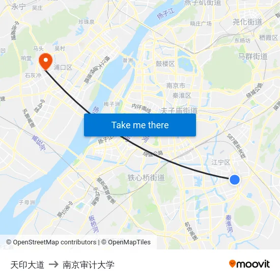 天印大道 to 南京审计大学 map
