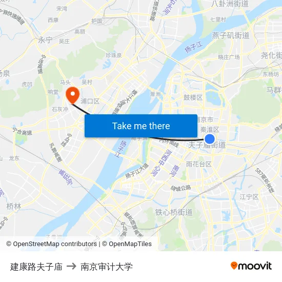 建康路夫子庙 to 南京审计大学 map