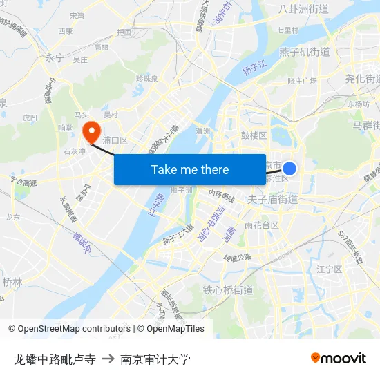 龙蟠中路毗卢寺 to 南京审计大学 map