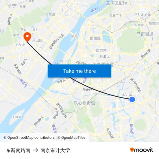 东新南路南 to 南京审计大学 map