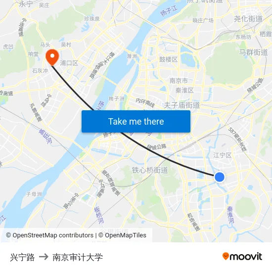 兴宁路 to 南京审计大学 map