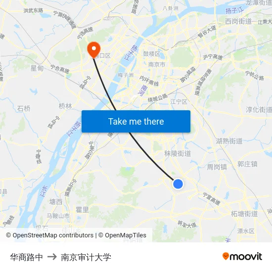 华商路中 to 南京审计大学 map