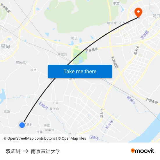 双庙钟 to 南京审计大学 map