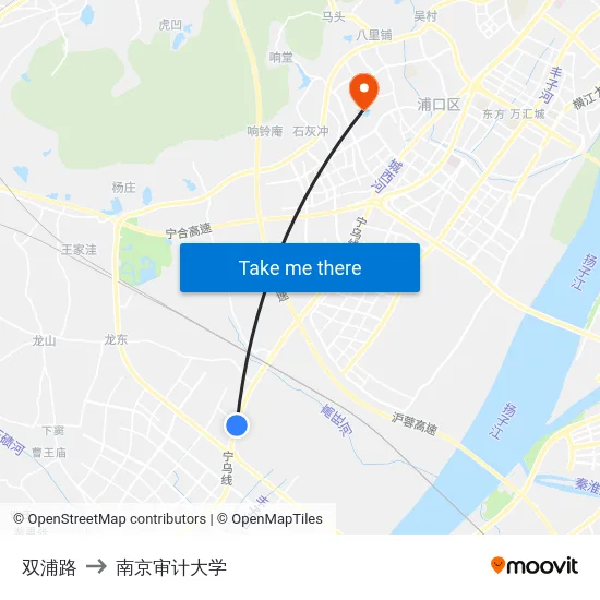 双浦路 to 南京审计大学 map