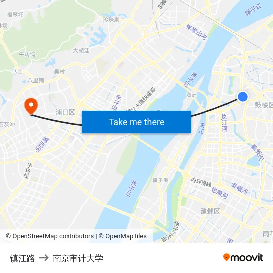 镇江路 to 南京审计大学 map