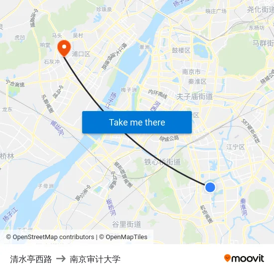 清水亭西路 to 南京审计大学 map