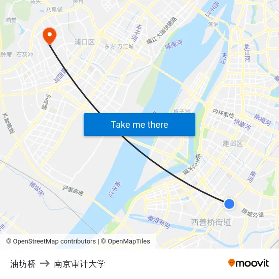 油坊桥 to 南京审计大学 map