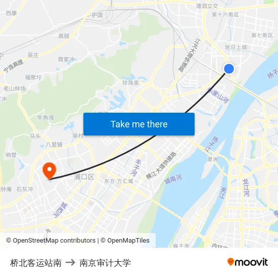 桥北客运站南 to 南京审计大学 map