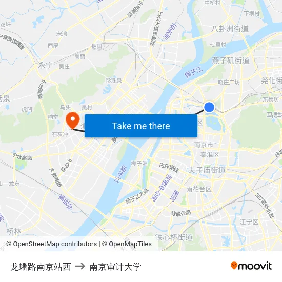 龙蟠路南京站西 to 南京审计大学 map