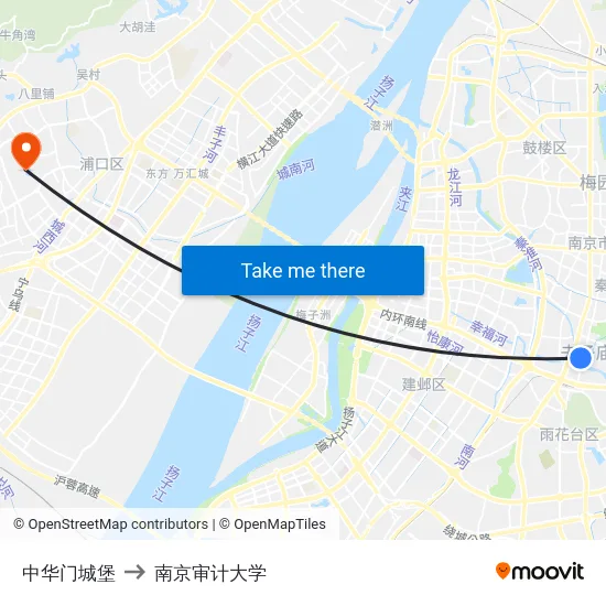 中华门城堡 to 南京审计大学 map
