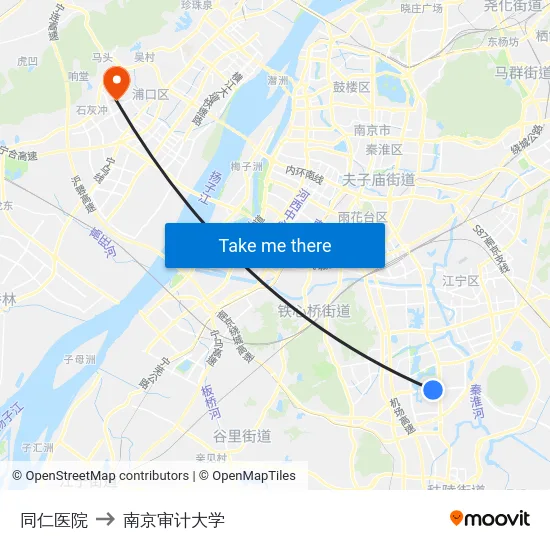 同仁医院 to 南京审计大学 map
