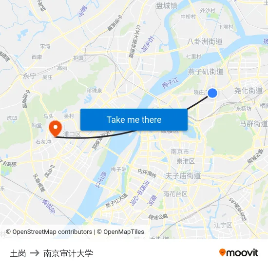 土岗 to 南京审计大学 map