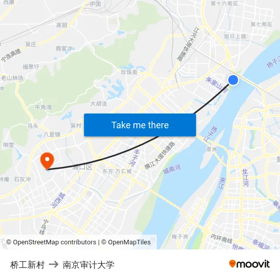 桥工新村 to 南京审计大学 map