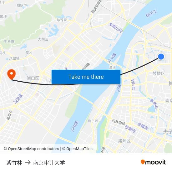 紫竹林 to 南京审计大学 map