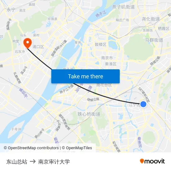 东山总站 to 南京审计大学 map