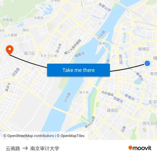云南路 to 南京审计大学 map
