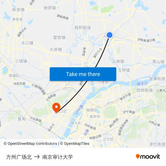 方州广场北 to 南京审计大学 map