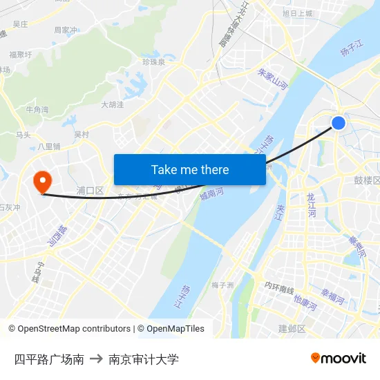 四平路广场南 to 南京审计大学 map